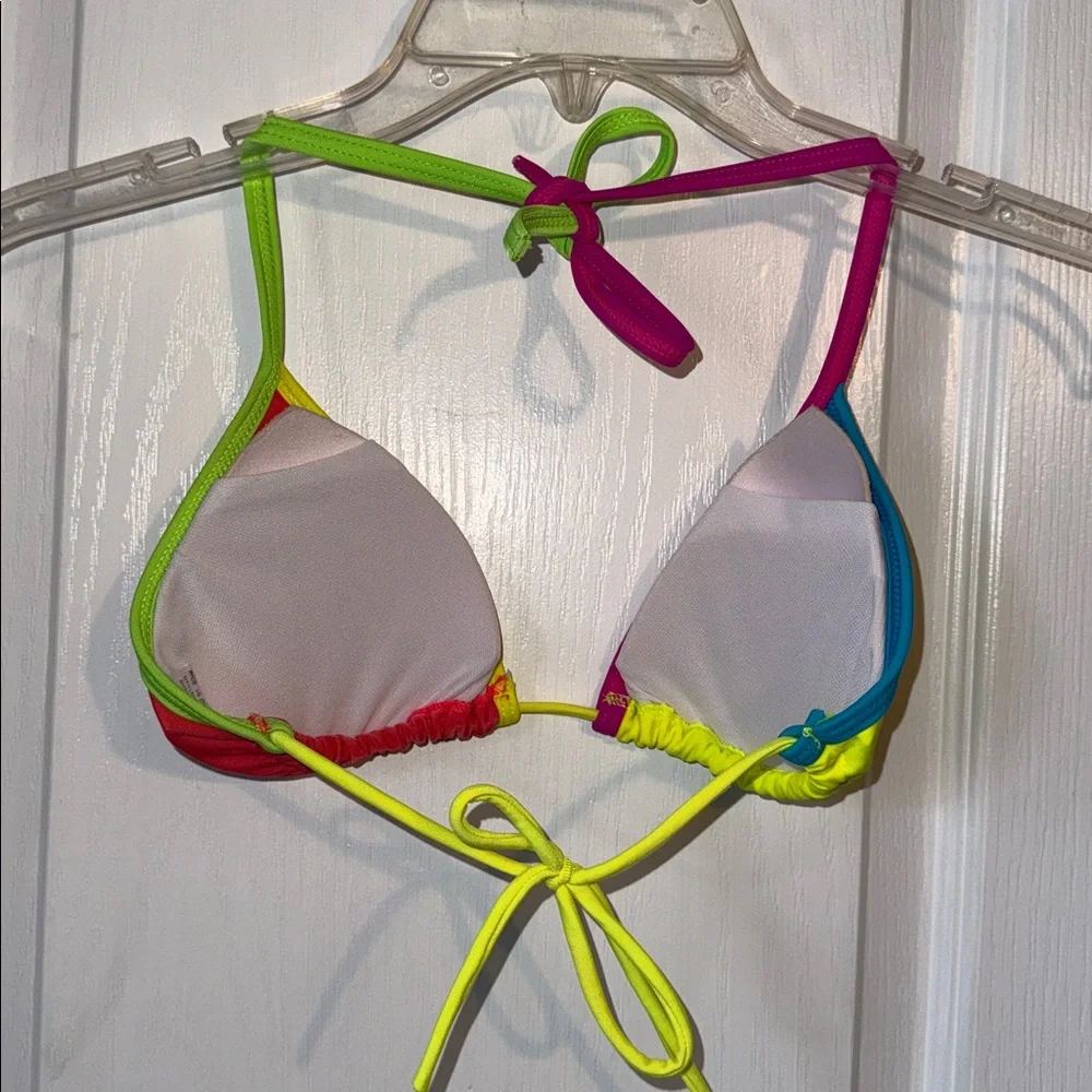 Colorful Bikini Top Multicolor Swim Top Size L